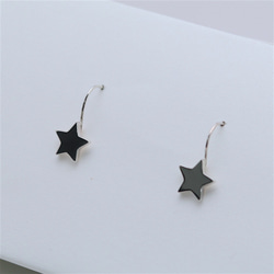 ピアス 一粒の星フック 小さめ シンプル（両耳）Silver925 ◇シルバーピアス（093） 4枚目の画像