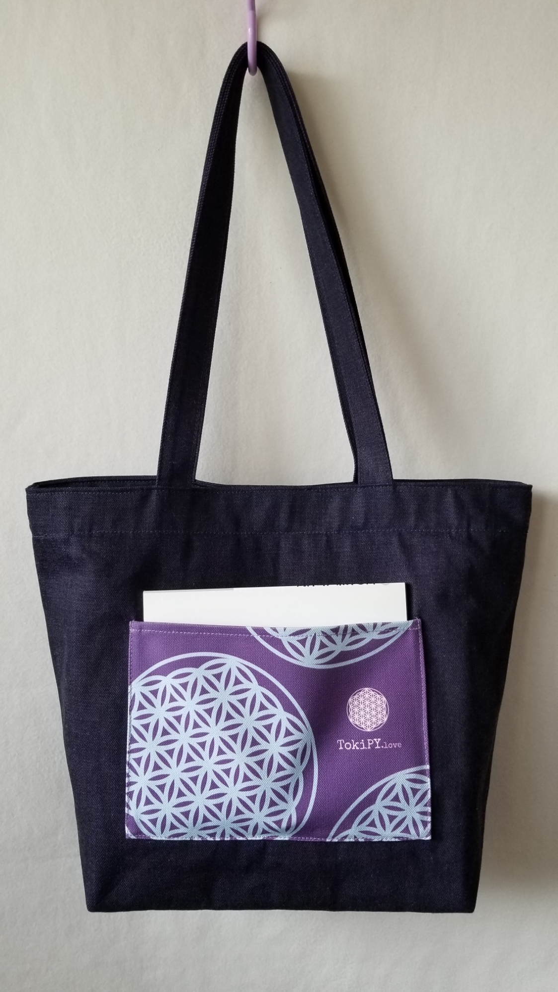 トートバッグ - Flower of Life (White on B.Purple)