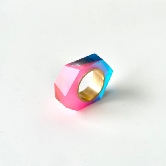 PRISMリング ピンク　ブルー　1０号 3枚目の画像