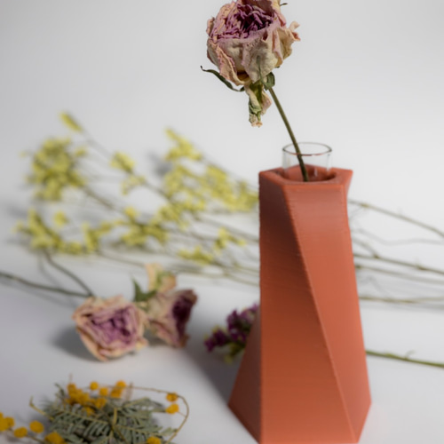 一輪挿し -penta- レンガ色 一輪挿し・花瓶・花器 3D Creations