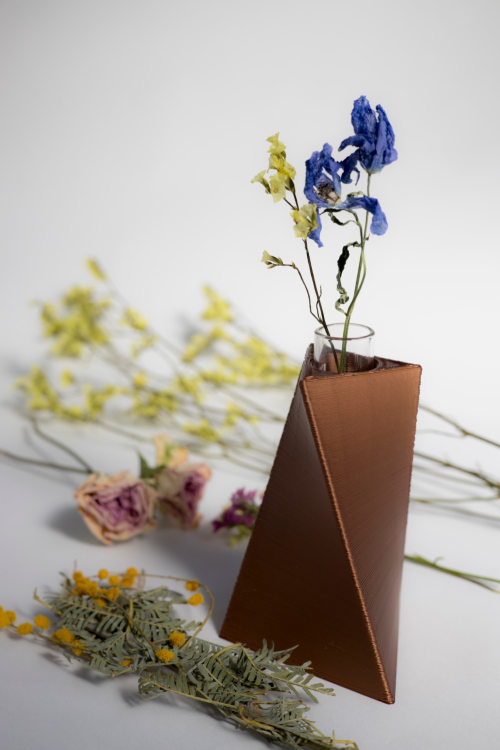 未使用品】brama フラワーベース（銅花瓶 一輪差 でかき 家紋