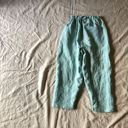 リネンの少し短めもんぺ ミントブルー ロングパンツ nuuMonpe
