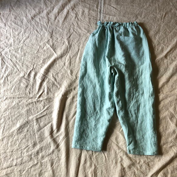 リネンの少し短めもんぺ ミントブルー ロングパンツ nuuMonpe 通販 
