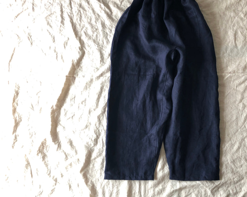 リネンデニムゆったりもんぺインディゴブラック