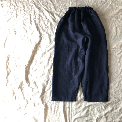 リネンのもんぺ　ローズワイン 天日干しリネン 少しゆったり もんぺ ローズワイン ロングパンツ