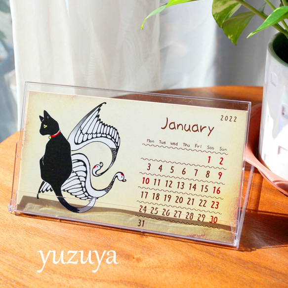 ２０２２卓上カレンダー　黒猫とメヘンディ 2枚目の画像