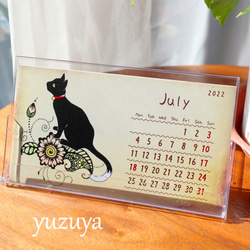 ２０２２卓上カレンダー　黒猫とメヘンディ 4枚目の画像