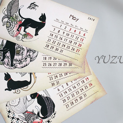 2018卓上カレンダー　黒猫とメヘンディ 3枚目の画像