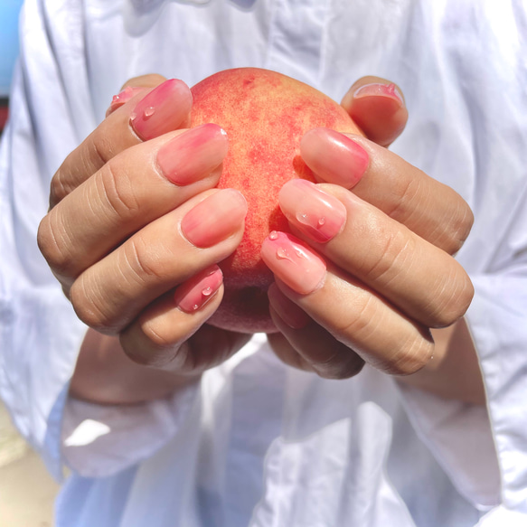 ネイルチップ　韓国ワンホン　マーブル水彩　桃ピーチ　キラキラピンク　ニュアンス ネイルチップ 韓国ワンホン マーブル水彩 桃ピーチ キラキラピンク