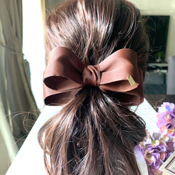 【オーダー♡和柄ダブルリボン】ヘアクリップ　ヘアピン　ヘアゴム　753 夏祭り 夏祭り】和柄リボン えんじ×ピンク 髪飾り 江戸組紐 七五三 お正月