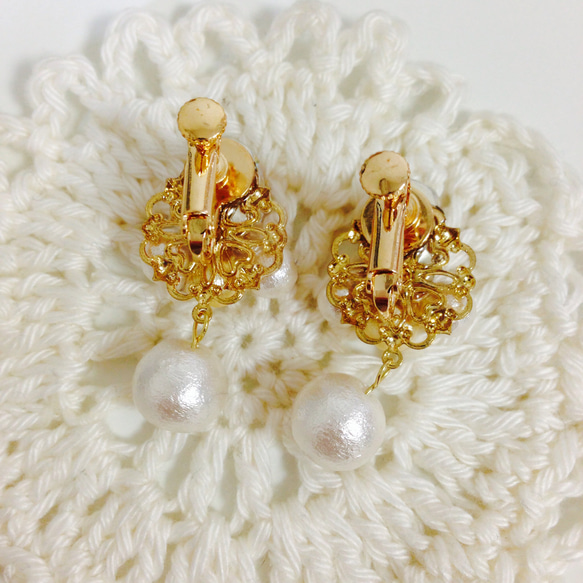 bijoux cotton pearl earring ビジューコットンパールイヤリング 4枚目の画像