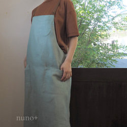 【nuno+】 linen iro×iro エプロン　ペールグリーン 1枚目の画像