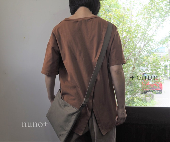 【nuno+ 】ウォッシュドコットン　 サコッシュ/カーキ 7枚目の画像