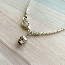 アンティーククラウンチャームの軽い♪本革チョーカー（小型犬、中型犬、猫用）サイズオーダーあり 2枚目の画像