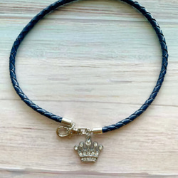 キラキラクラウンの軽くて柔らか♪本革チョーカー（小型犬、中型犬専用）サイズオーダーあり 1枚目の画像