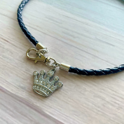 キラキラクラウンの軽くて柔らか♪本革チョーカー（小型犬、中型犬専用）サイズオーダーあり 2枚目の画像