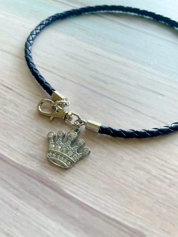 キラキラクラウンの軽くて柔らか♪本革チョーカー（小型犬、中型犬専用）サイズオーダーあり 2枚目の画像