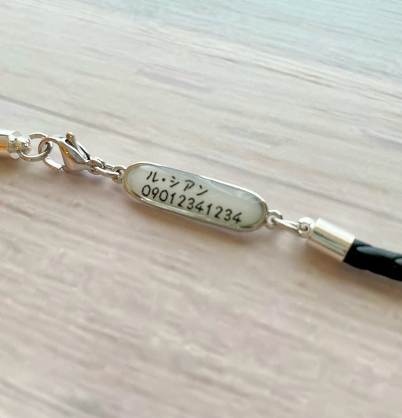 軽くて柔らか♪本革迷子札一体型シンプルチョーカー（小型犬、中型犬専用）サイズオーダーあり 4枚目の画像