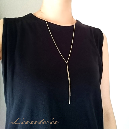 Lueゴールド シンプル ロングネックレス シンプルチェーンのY字ロングネックレス/ゴールド/シルバー