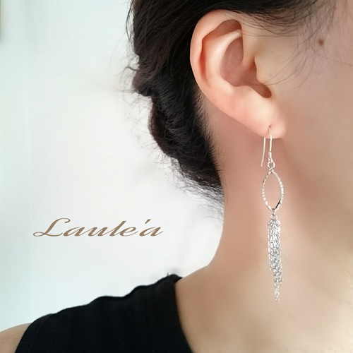 マーキスチャームのタッセルピアス/イヤリング/ゴールド/シルバー
