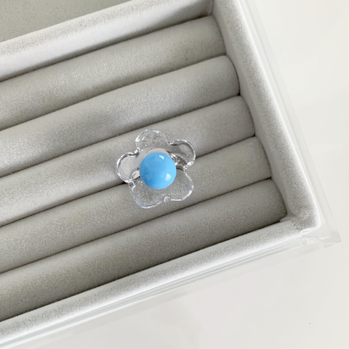 ブルー カイヤナイト フラワーブーケ リング カイヤナイト ダイヤモンドリング KN 1.92ct D 0.12ct Pt900