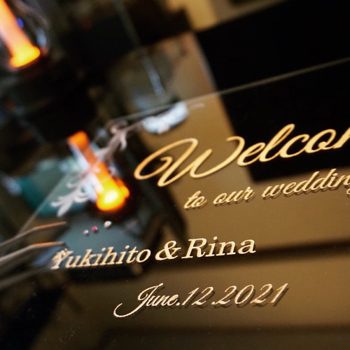 アクリル ウェルカムボード（クリア/ゴールド/A4）サロン 看板 サイン