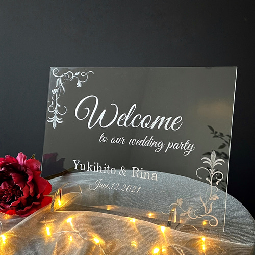 アクリル ウェルカムボード （クリア/シルバー/A4）結婚式 海外風