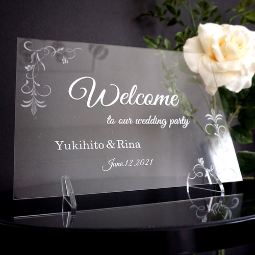 アクリル ウェルカムボード （クリア/シルバー/A4）結婚式 海外