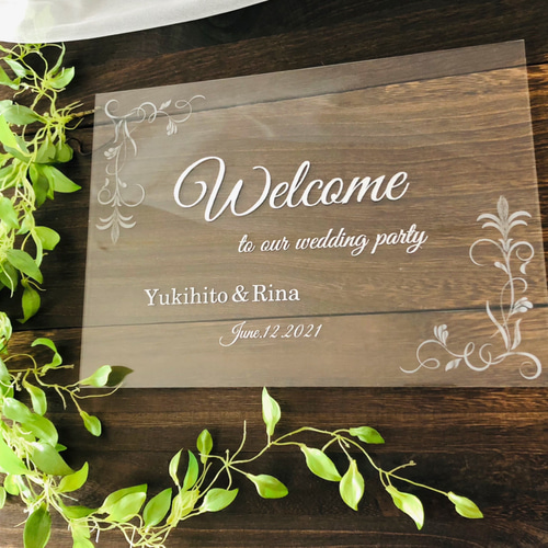 アクリル ウェルカムボード （クリア/シルバー/A4）結婚式 海外風