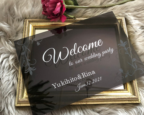 アクリルウェルカムボード（グレースモーク/シルバー/A4）カッコイイ