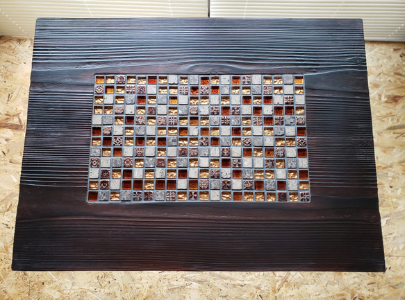 焼杉/タイルのアイアンサイドテーブル(高) 4枚目の画像