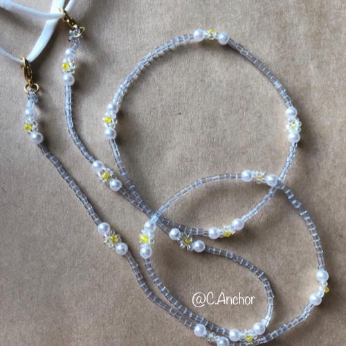 送料無料！クリアフラワーマスクストラップ マスクコード マスク  