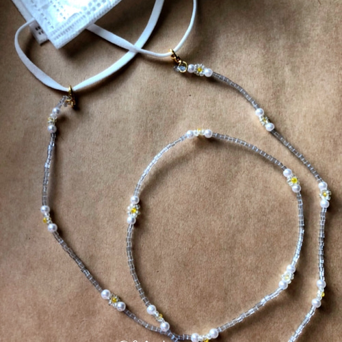 送料無料！クリアフラワーマスクストラップ マスクコード マスク  