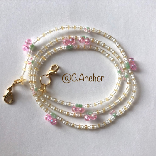 ♪620❤️ パール花マスクチェーンマスクハンドメイド