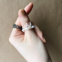 王冠型レースリングセットビーズリング 비즈반지 韓国 ビーズ パール