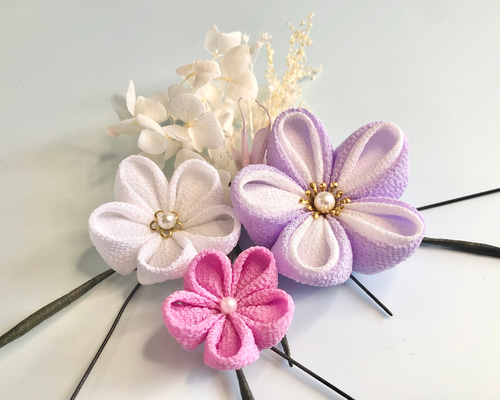 つまみ細工ヘアアクセサリー 和装/着物/浴衣/成人式/七五三 髪飾り