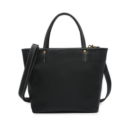 トートバッグ 本革 レザー メンズ レディース シンプル 軽量 通勤 通学 旅行 ショルダー 2way ブラック 052 1枚目の画像