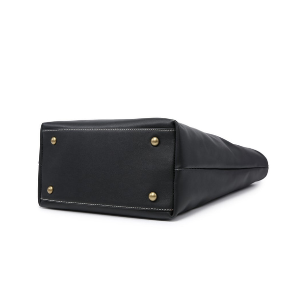 トートバッグ 本革 レザー メンズ レディース シンプル 軽量 通勤 通学 旅行 ショルダー 2way ブラック 052 4枚目の画像