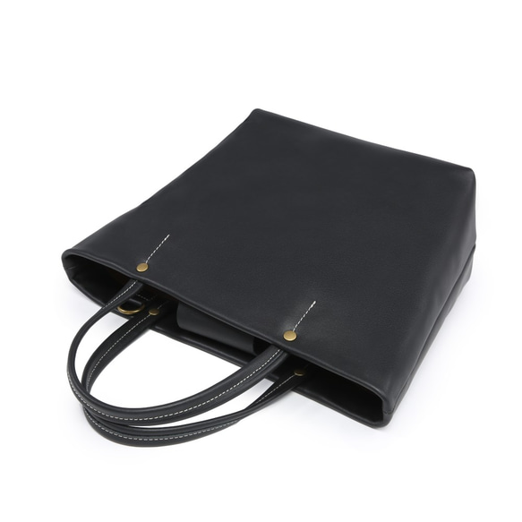 トートバッグ 本革 レザー メンズ レディース シンプル 軽量 通勤 通学 旅行 ショルダー 2way ブラック 052 5枚目の画像