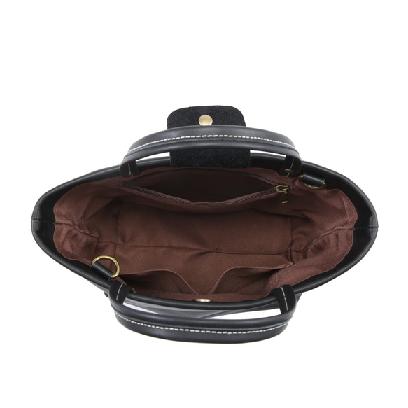 トートバッグ 本革 レザー メンズ レディース シンプル 軽量 通勤 通学 旅行 ショルダー 2way ブラック 052 6枚目の画像