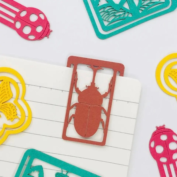 紙製　ペーパークリップ　昆虫　かまりき　カブトムシ　てんとう虫　ブックマーカー 4枚目の画像