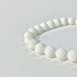 ホワイトオニキス ストーンブレス ブレスレット 8mm 天然石ブレス (シンプル) /厄払い 人間関係 白　パワー 3枚目の画像