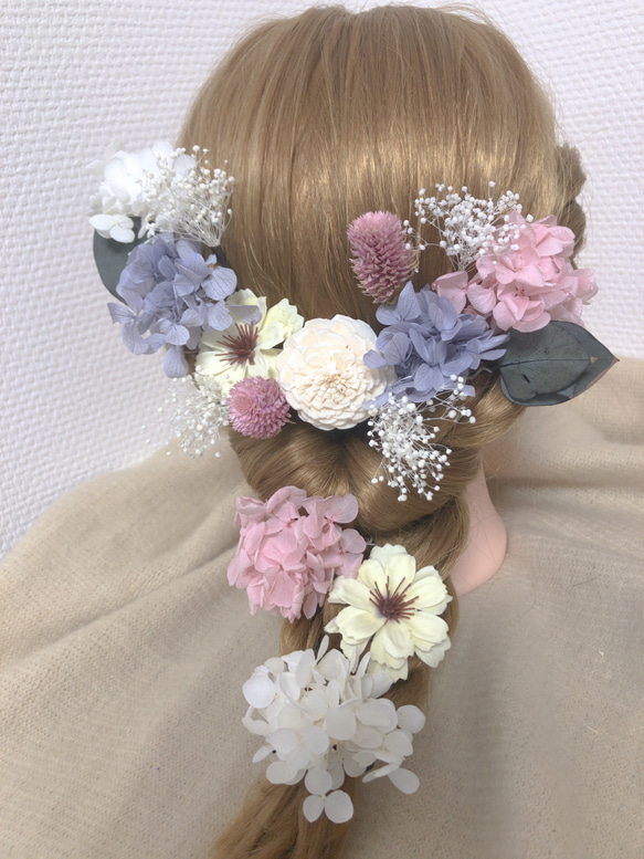 髪飾り ラプンツェル ヘッドドレス ヘアピン ドライフラワー 結婚式 