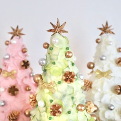 Creema限定クリスマス2021　紫陽花のかわいい卓上サイズクリスマスツリー　グリーン　ピンク　ホワイト 2枚目の画像