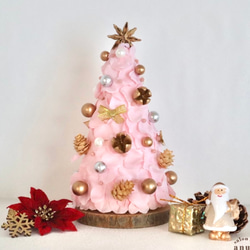 Creema限定クリスマス2021　紫陽花のかわいい卓上サイズクリスマスツリー　グリーン　ピンク　ホワイト 5枚目の画像