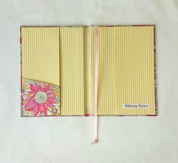 A6サイズ　ノートカバー　手帳カバー　リバティー　スモール・スザンナ　ピンク 3枚目の画像