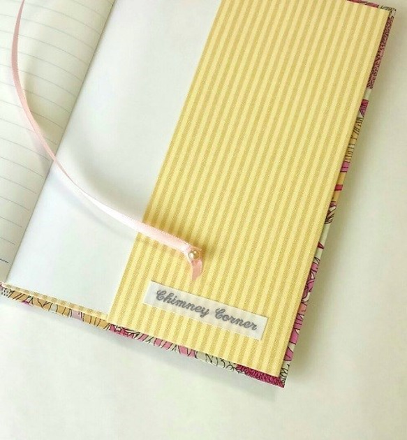 A6サイズ　ノートカバー　手帳カバー　リバティー　スモール・スザンナ　ピンク 5枚目の画像