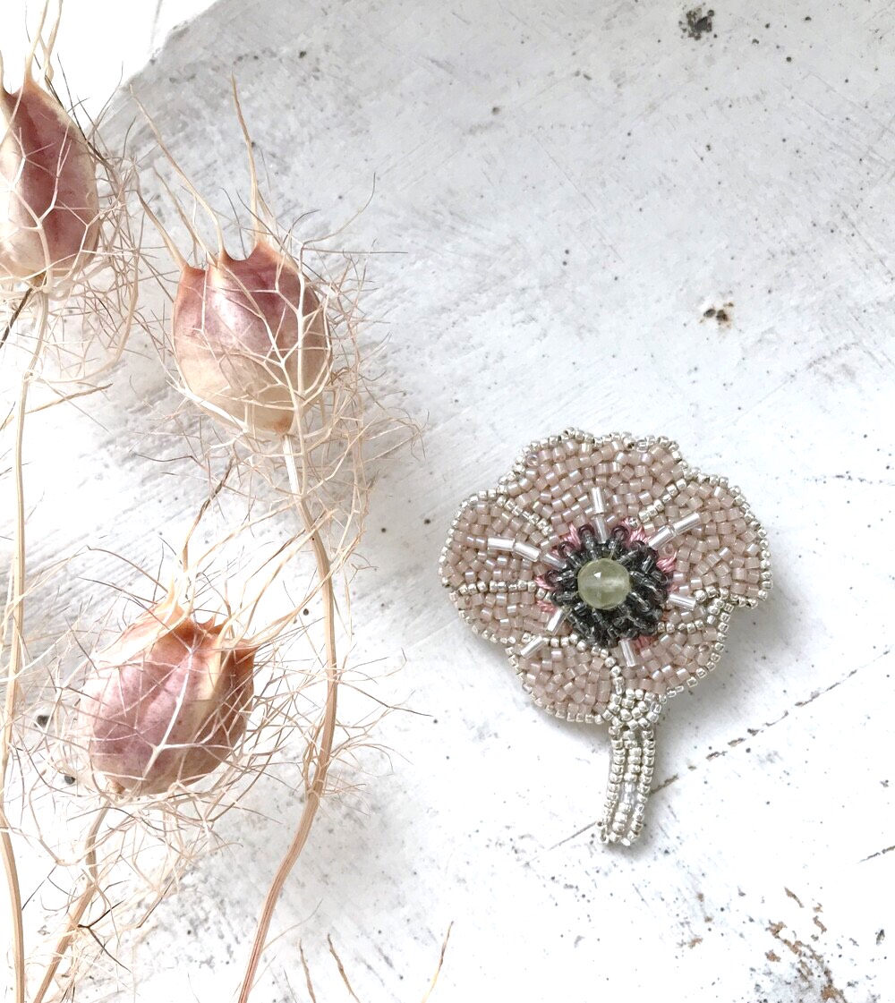 n*o様 オートクチュールビーズ刺繍　ポップコーンブローチ n*o様 オートクチュールビーズ刺繍 ポップコーンブローチ