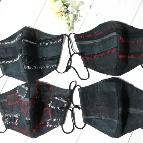 つぎはぎ】ハンドメイドマスク black and white 布マスク