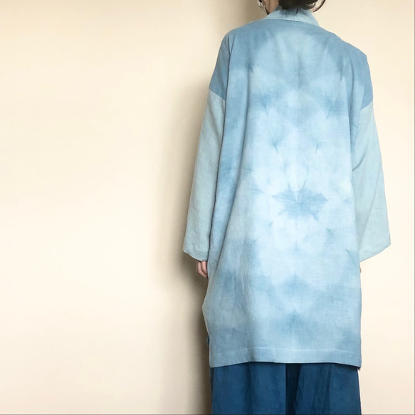 正藍染の羽織り / ヘンプ100% / 長袖カーディガン /和装 禅 3枚目の画像